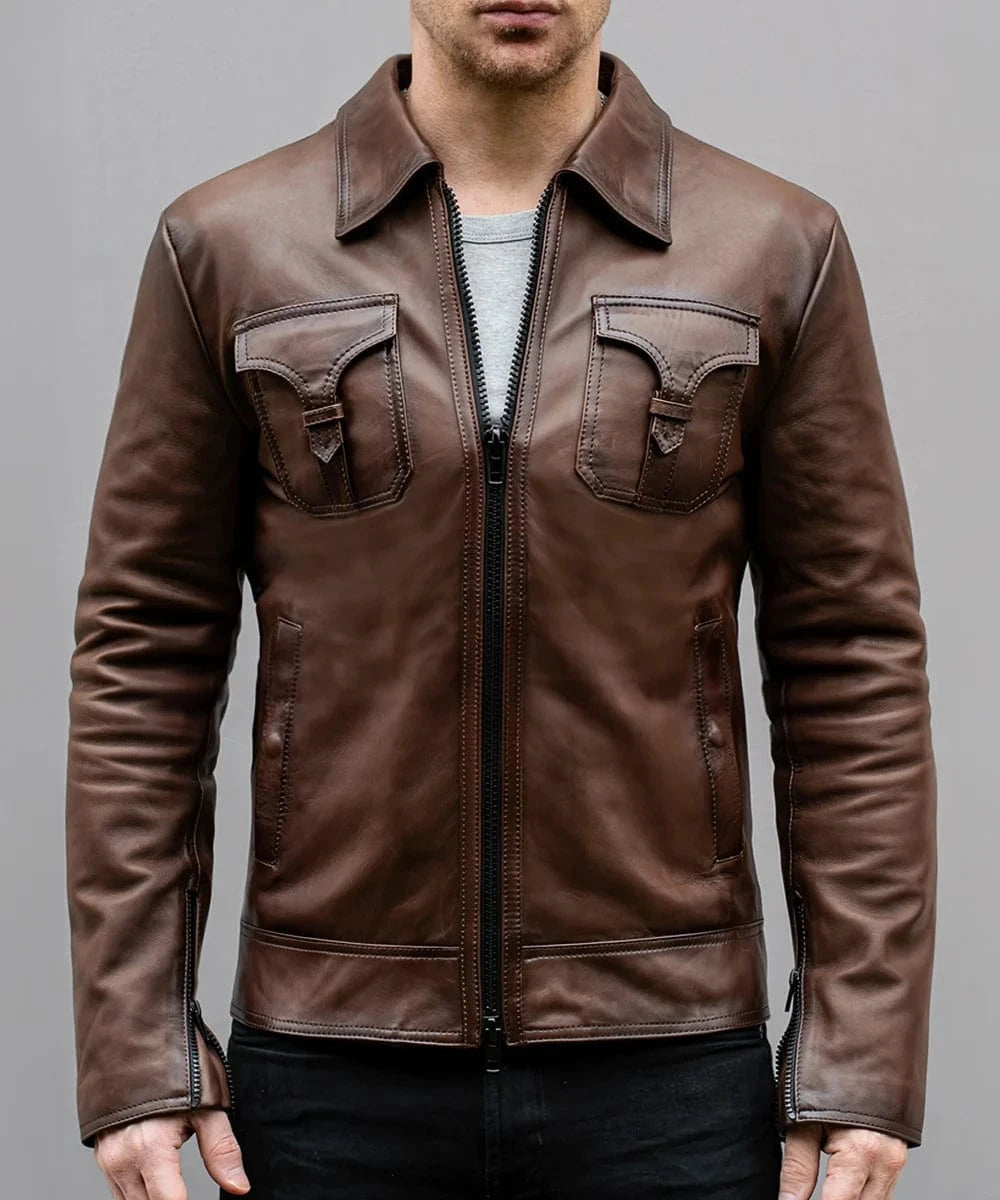 Soul Revolver mens Drifter leather jacket