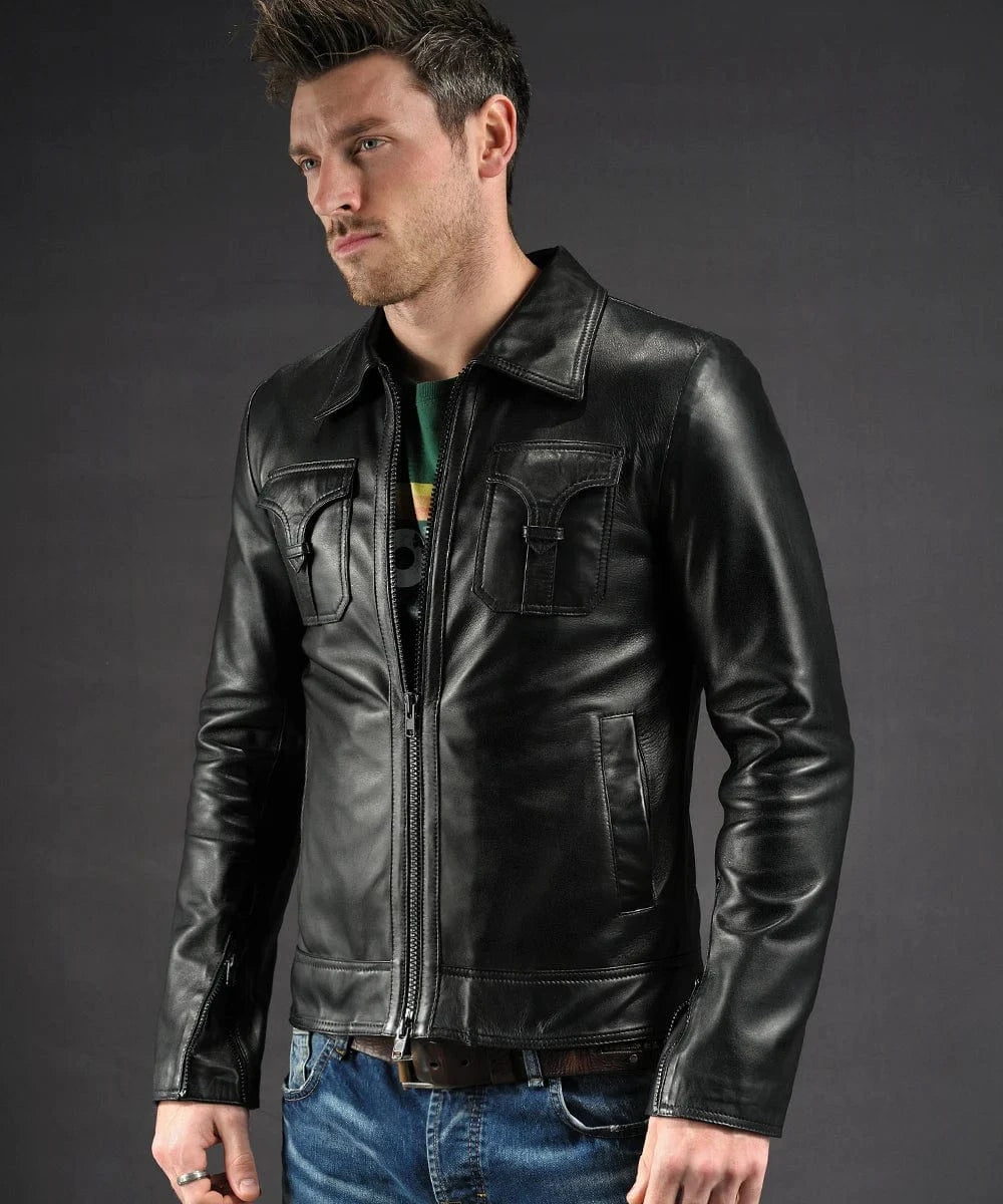 Soul Revolver mens Drifter leather jacket