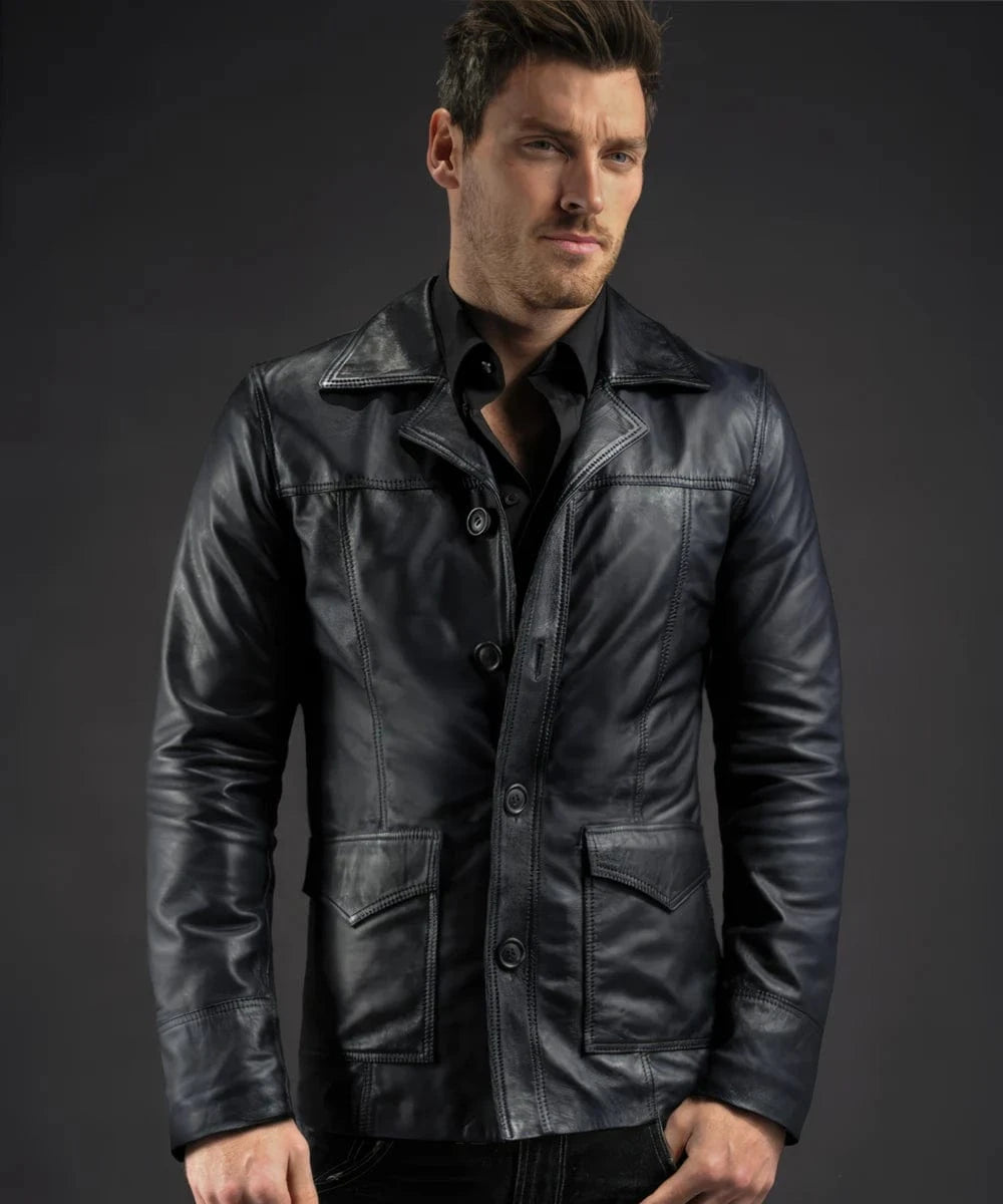 Soul Revolver mens Hitman leather jacket