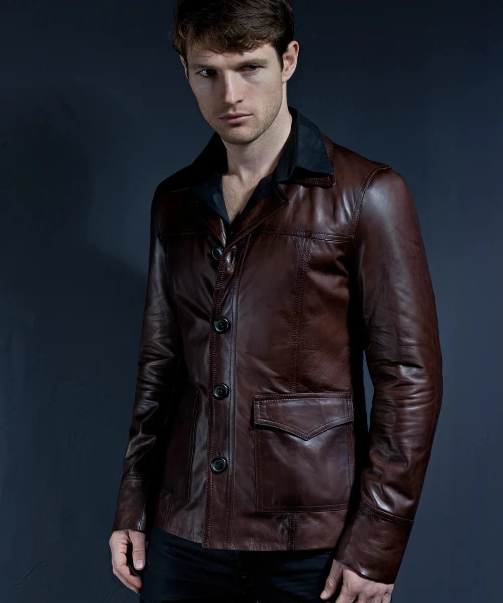 Soul Revolver mens Hitman leather jacket