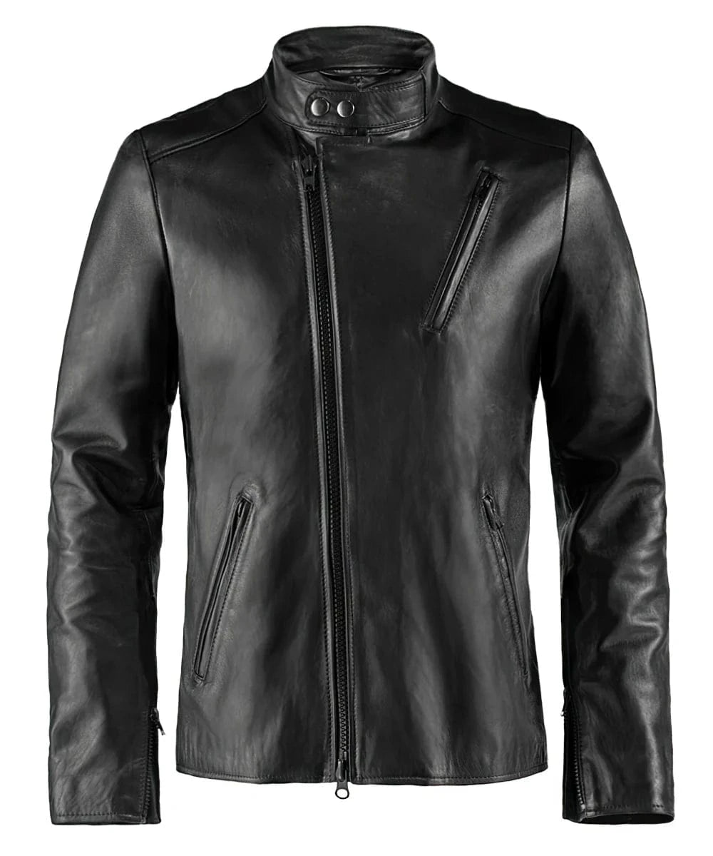 Men's Black Leather Biker Jacket Iron Man replica