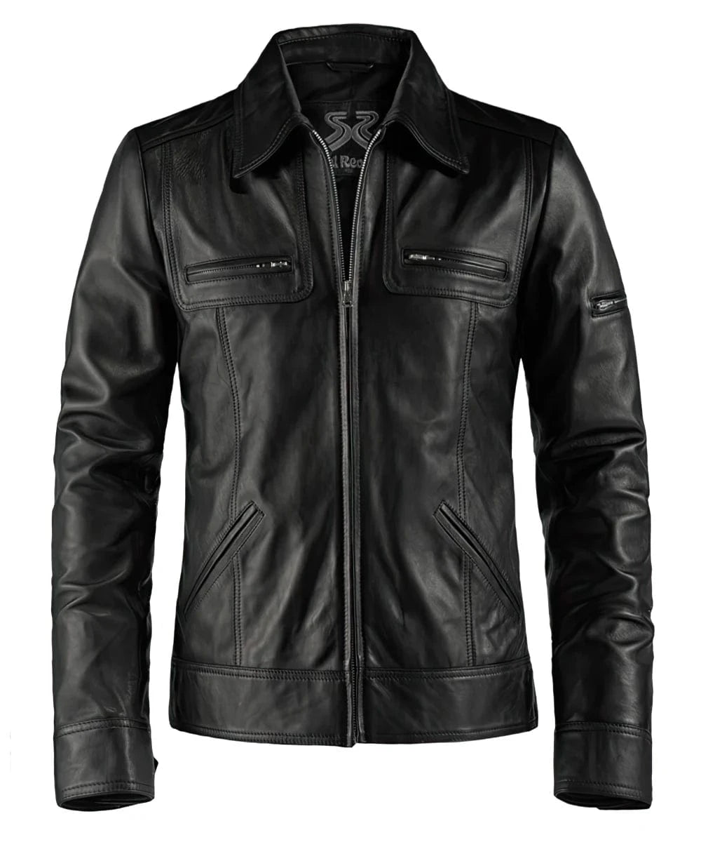 Vintage Black Leather Jacket for Men - Lynch