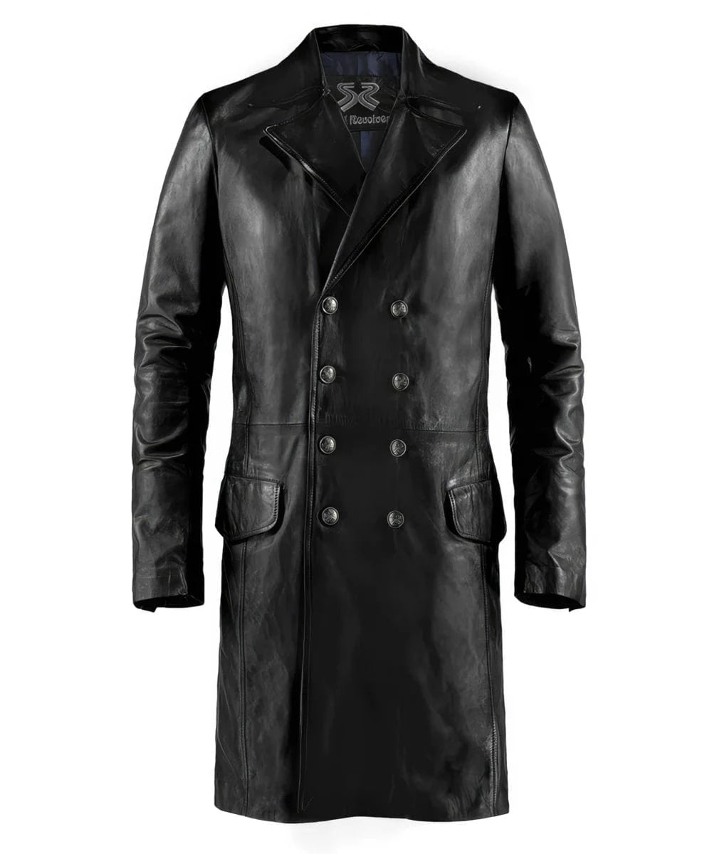 Men's Vintage Black Leather Coat - The Butcher