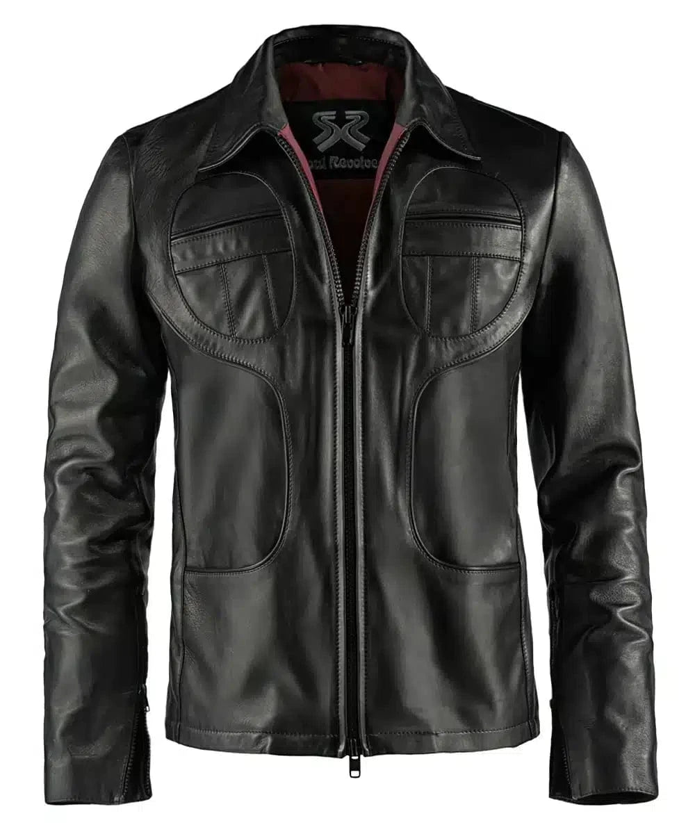 Men's Black Leather Jacket - Superfly