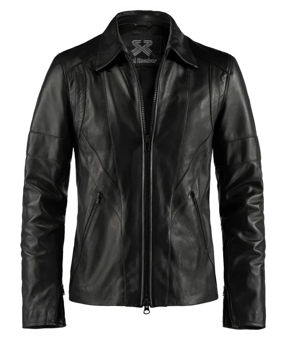 Men's Vintage Black Leather Jacket - Wraith