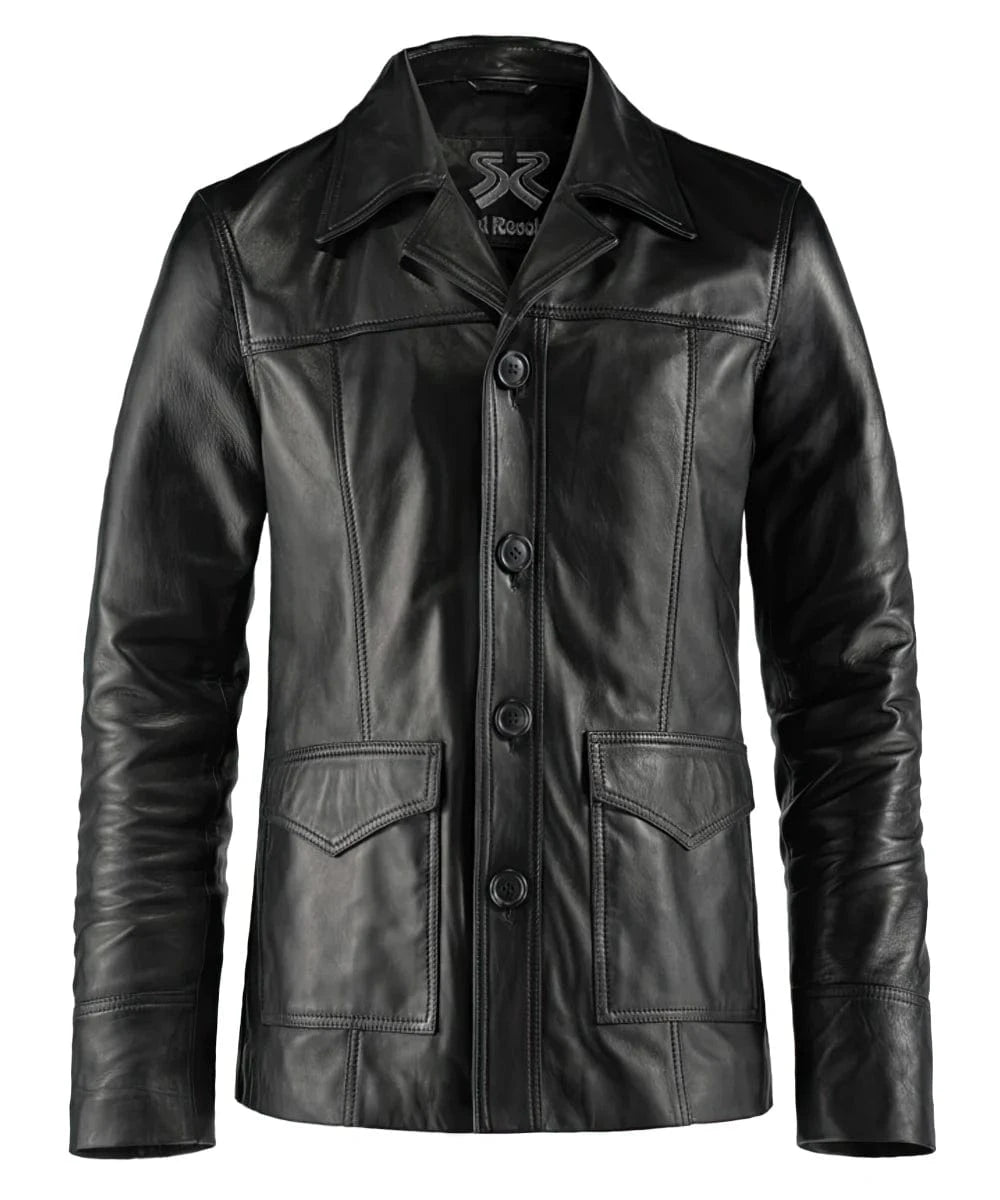 Hitman Black Men's Vintage Style Leather Jacket