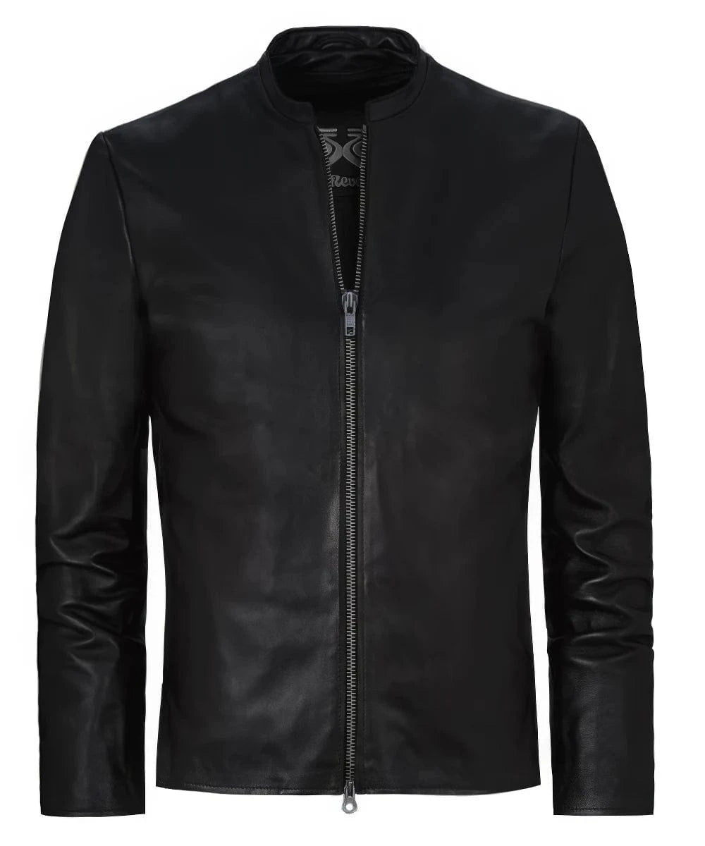 Men's Black Leather Jacket 100%