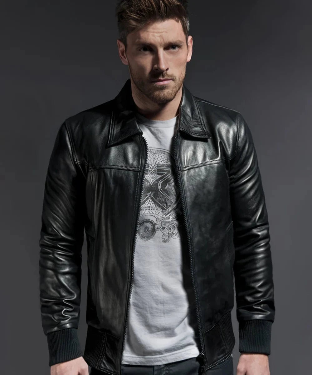 Vintage Men's Black Bomber Jacket The Deal - Main Image