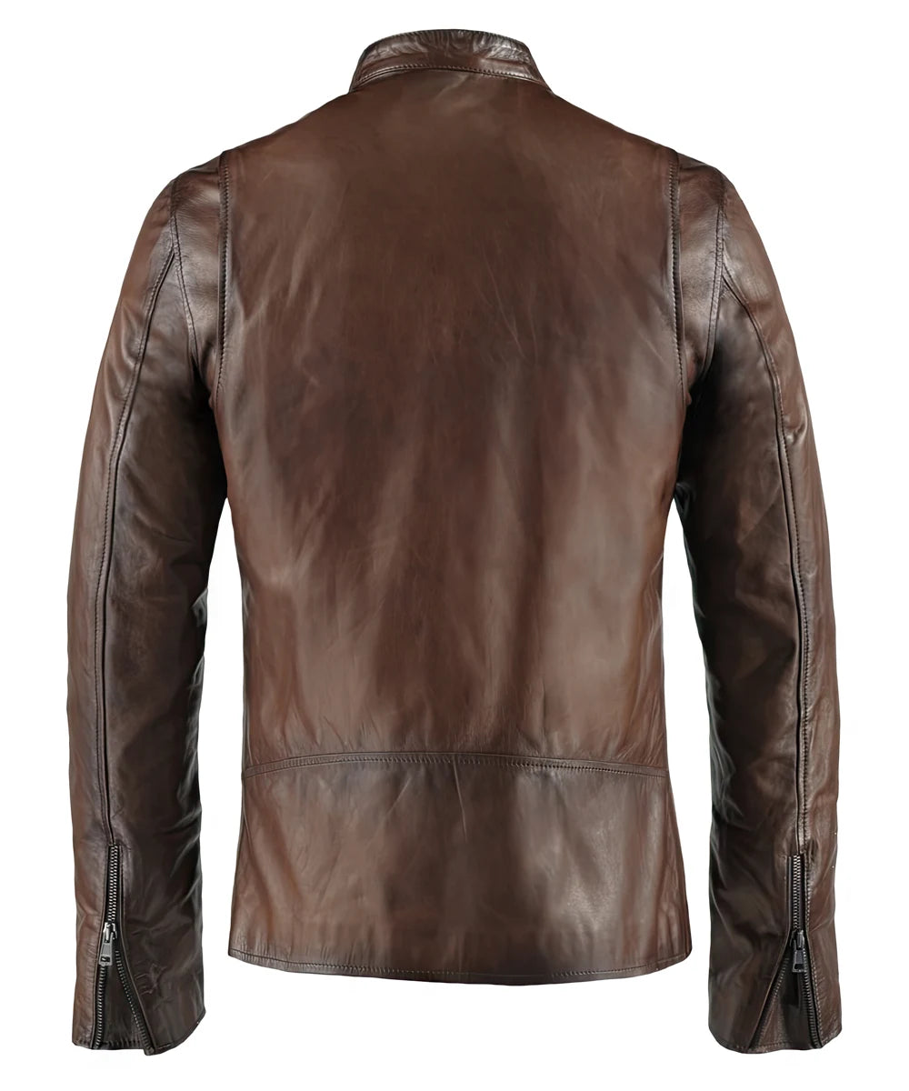 men's brown leather jacket vintage style