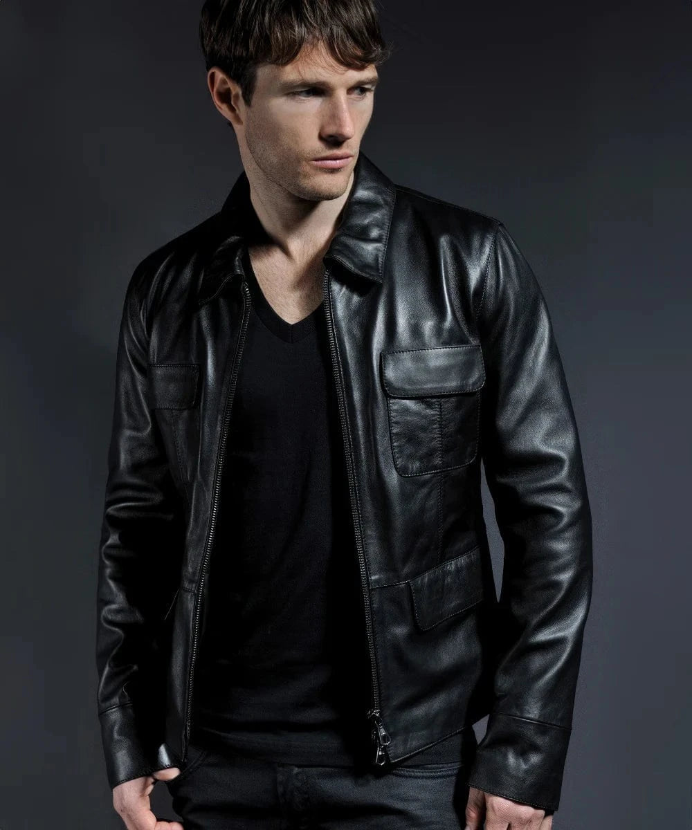 damon black vampire leather jacket