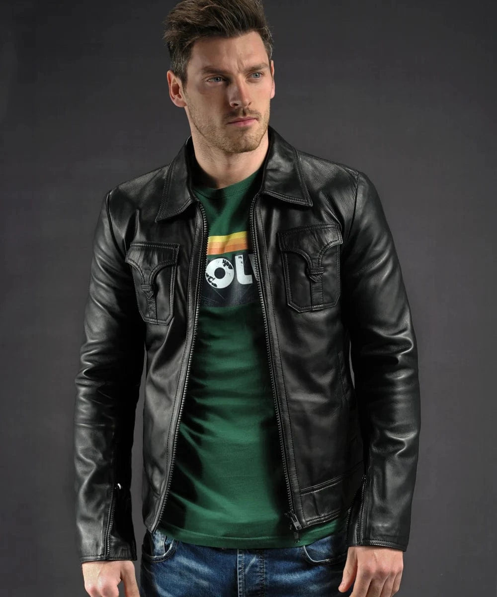drifter vintage pocket leather jacket