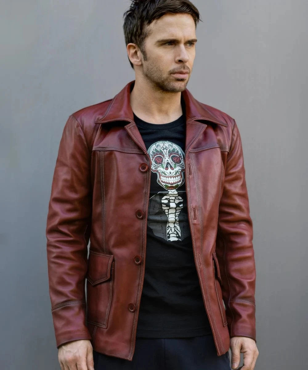 fight club antique vintage red leather jacket