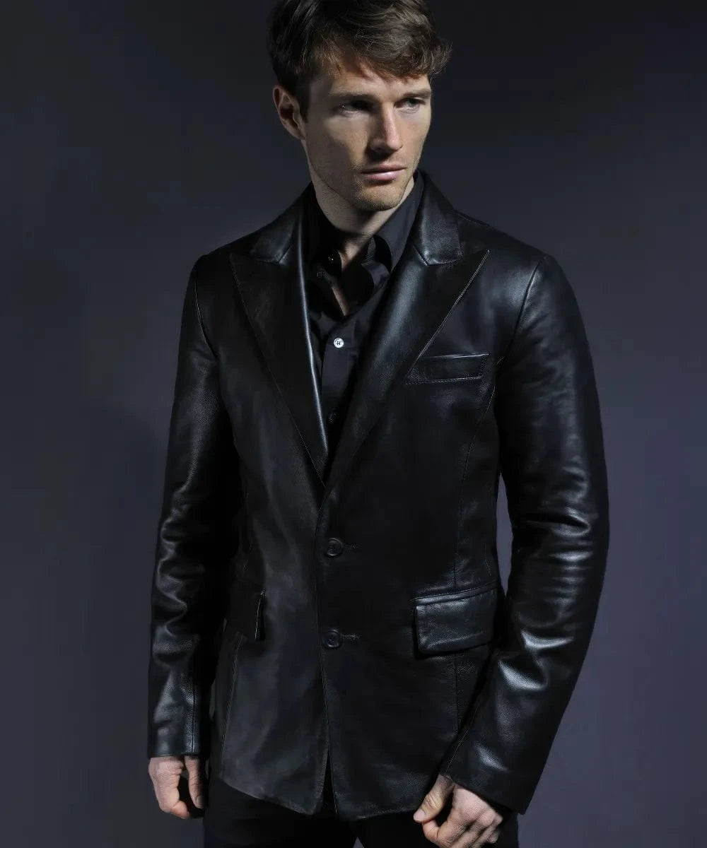 forsaken mens tailored leather blazer