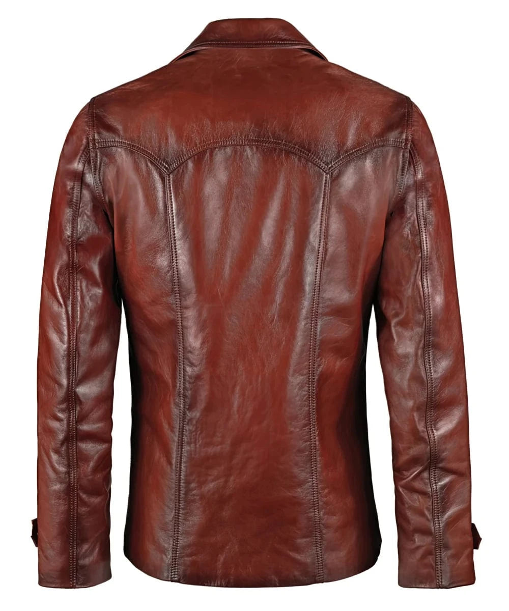 heist vintage style leather jacket back