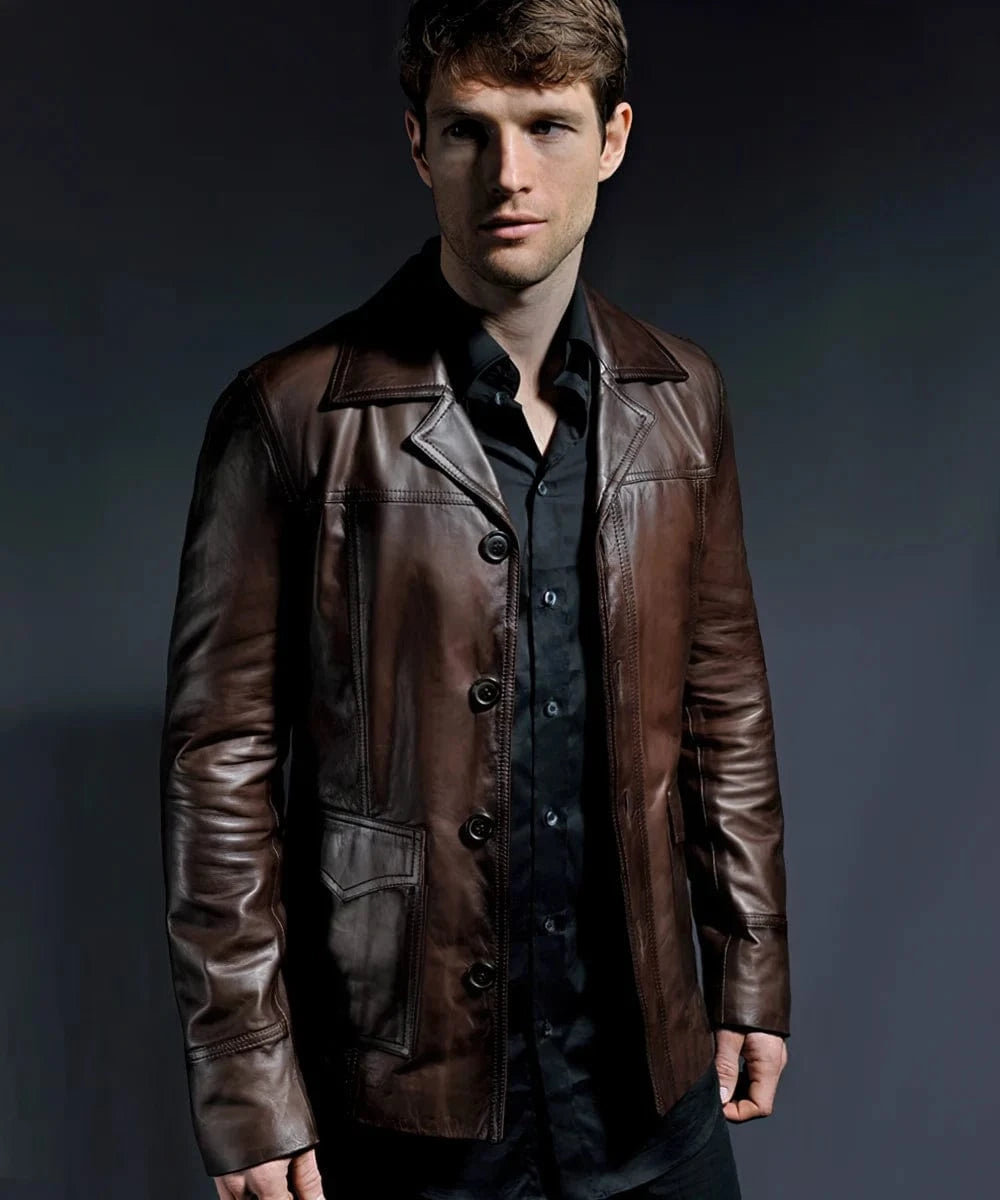 hitman vintage brown leather jacket
