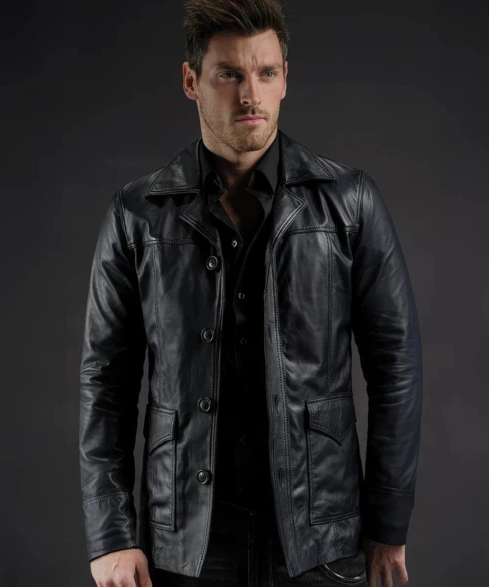 Soul Revolver mens Hitman leather jacket