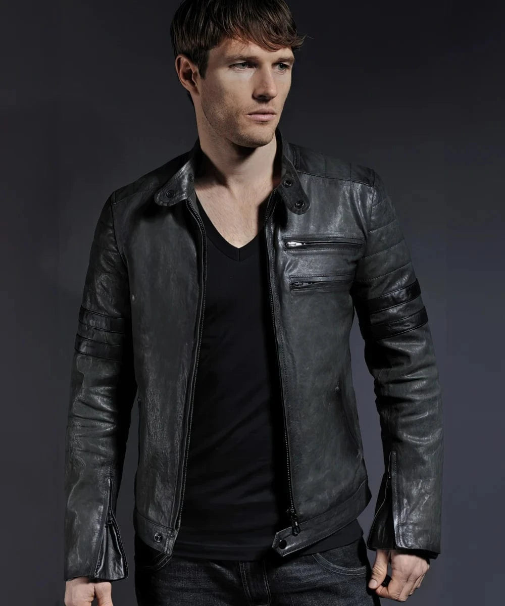 vintage biker leather jacket
