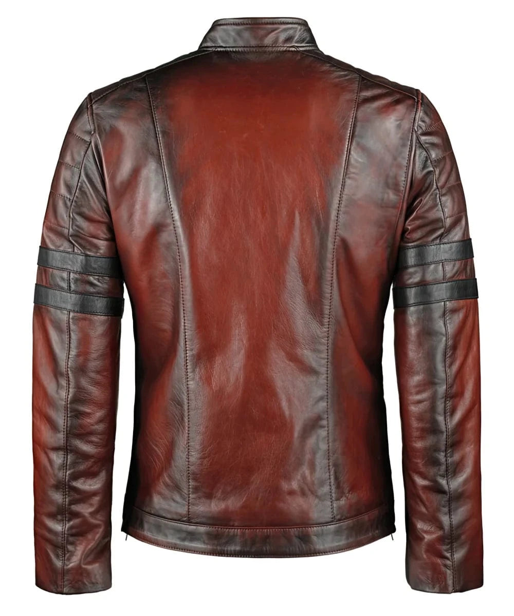 red vintage leather jacket back