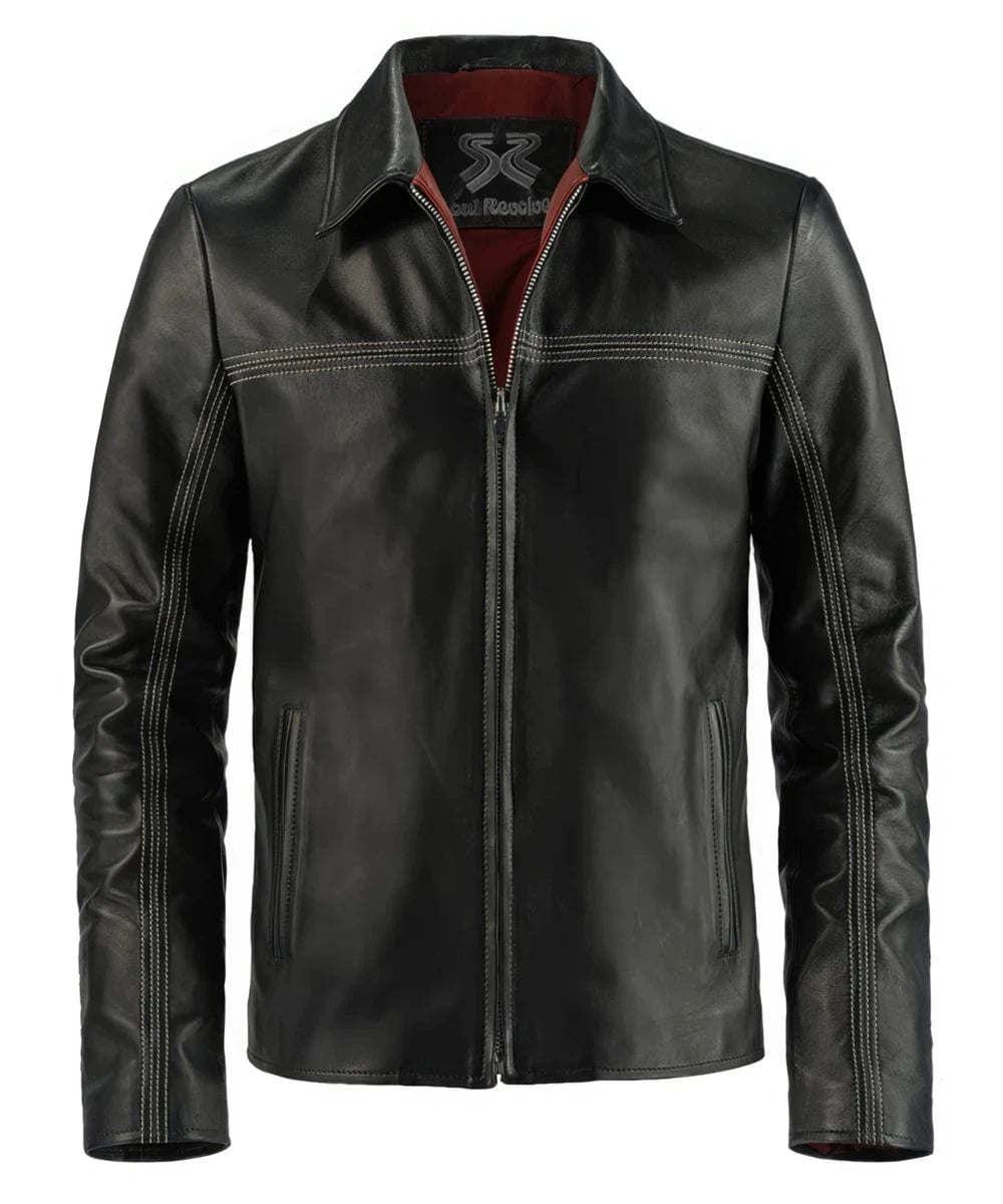 Men's black leather jacket from Layer Cake staring Daniel Craig