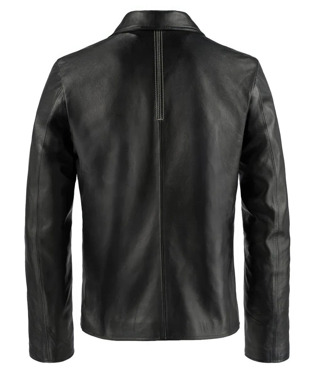layer cake xl black vintage leather jacket back