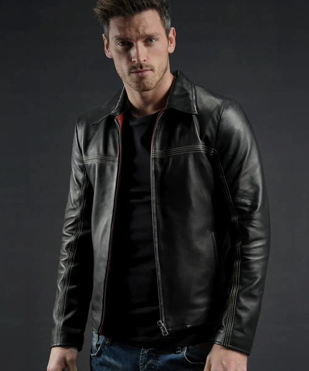 layer cake black vintage leather jacket