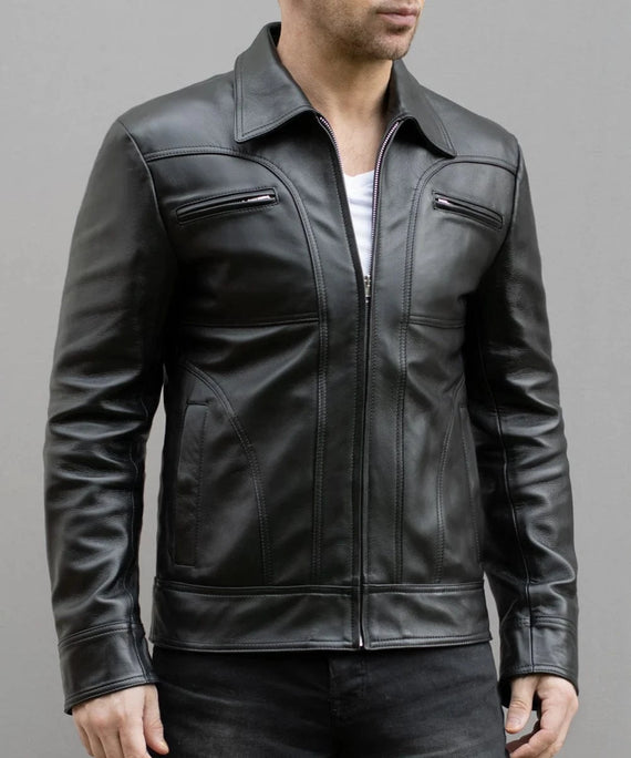 Men's Black Leather Jacket - Vintage Style - The Mob | Soul Revolver