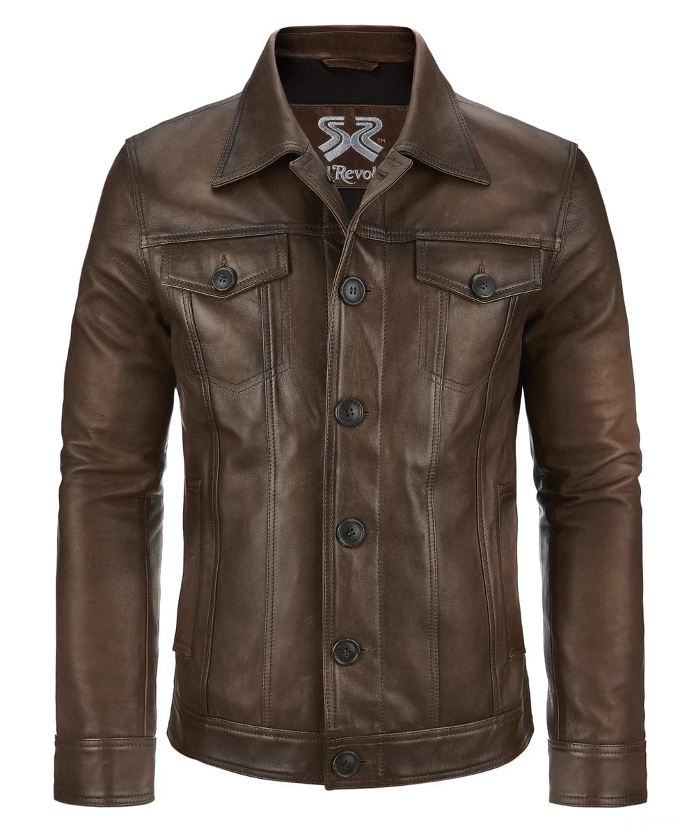 Soul Revolver Leather Jacket XS mens Trucker leather jacket