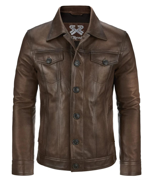 Soul Revolver Leather Jacket XS mens Trucker leather jacket