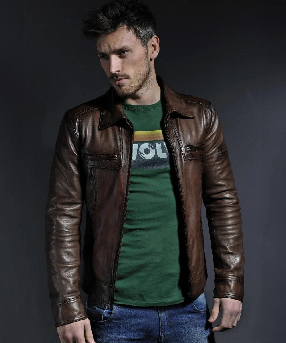 lynch brown vintage leather jacket