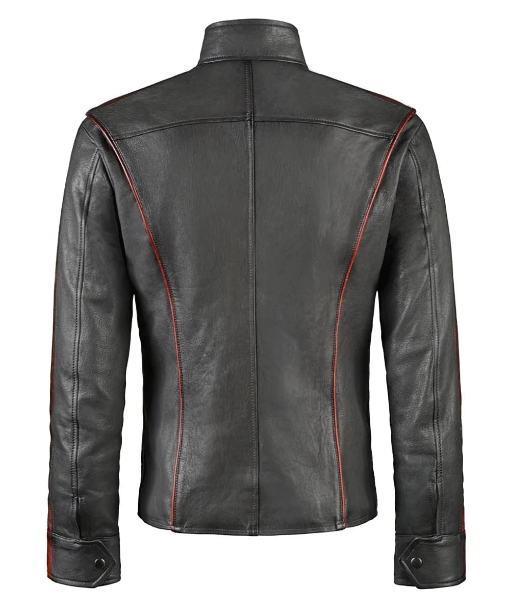 mass effect sci-fi grey leather jacket