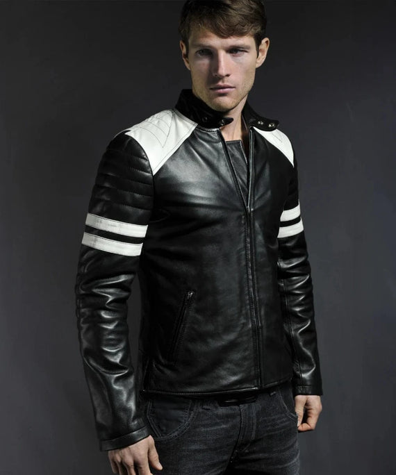 Men's Black Leather Jacket - Striped - Mayhem | Soul Revolver