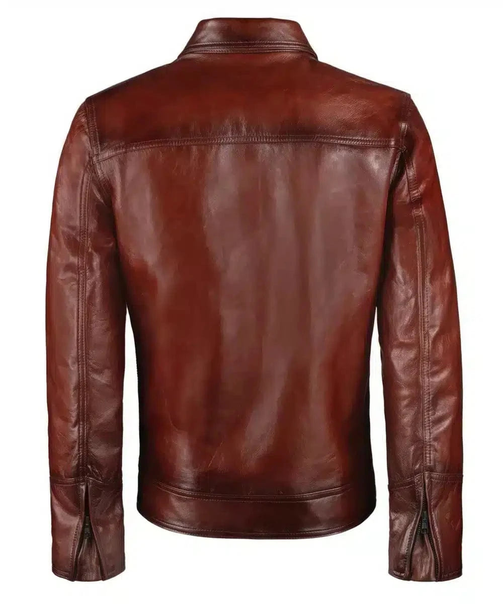 phonics red leather vintage jacket back