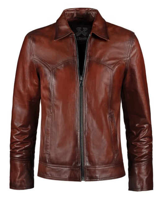 Soul Revolver Vintage Style Leather Jacket mens Phonics red leather jacket