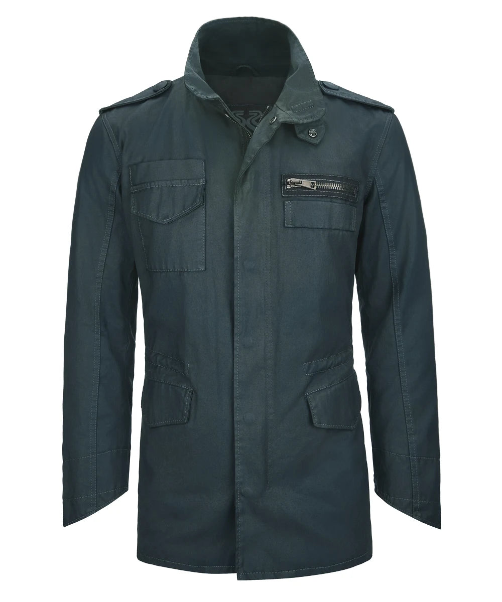 Green Terminator Derek Reese M-65 jacket with chest zip pocket front view