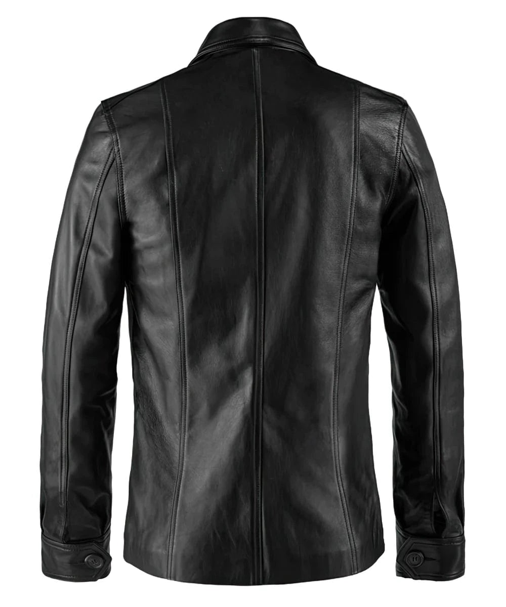 The haymaker mens black leather jacket