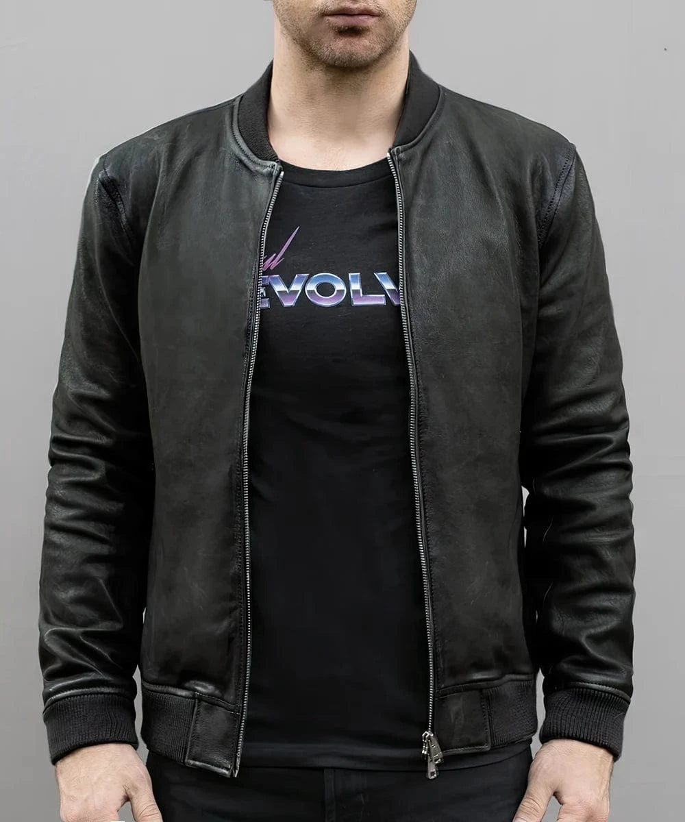 the hunter xl mens bomber leather jacket