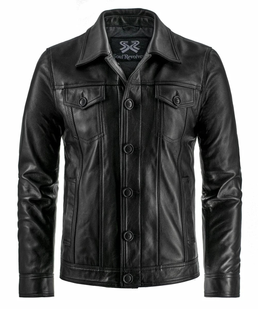Soul Revolver Vintage Style Leather Jacket XS mens Trucker leather jacket