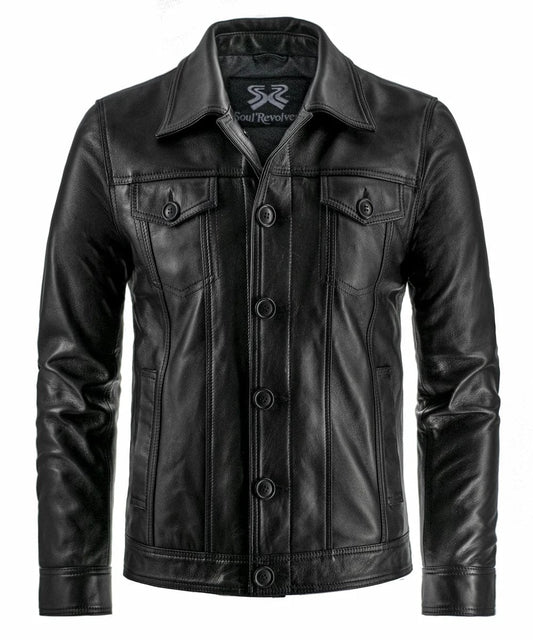 Soul Revolver Vintage Style Leather Jacket XS mens Trucker leather jacket