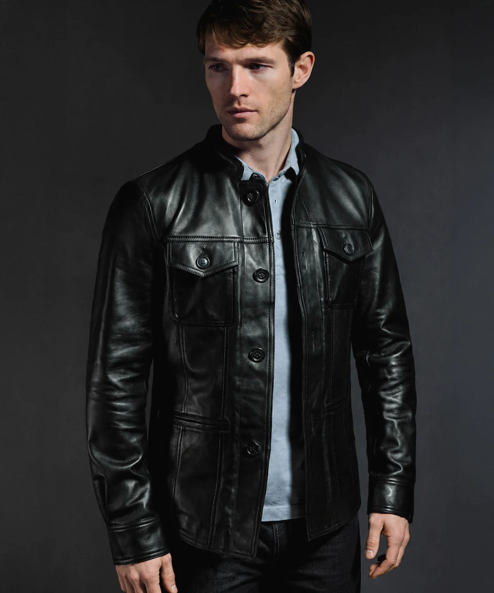 Weller mens vintage black leather jacket
