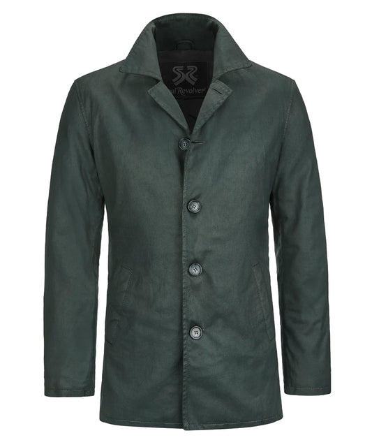 Front view of Dean Winchester Supernatural replica green cotton jacket with vintage styling