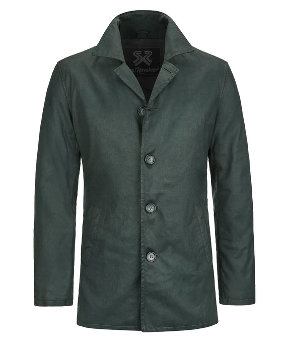 Front view of Dean Winchester Supernatural replica green cotton jacket with vintage styling