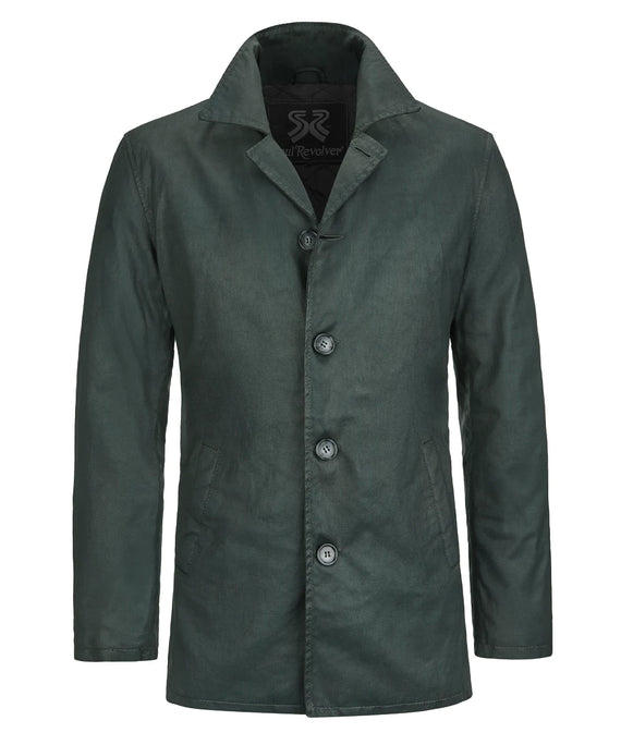 Front view of Dean Winchester Supernatural replica green cotton jacket with vintage styling