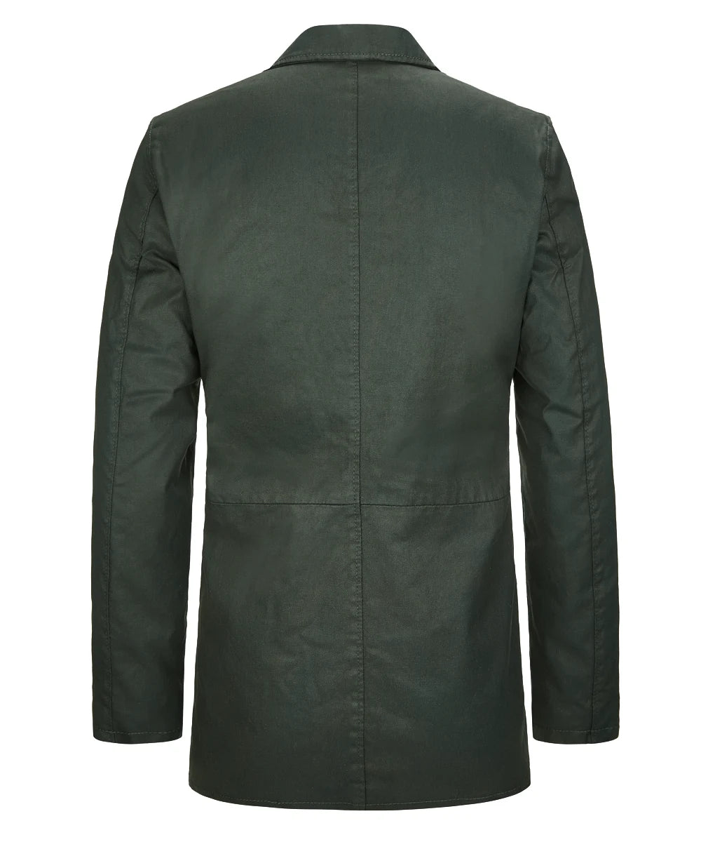 Back view of Dean Winchester Supernatural replica green cotton jacket with vintage styling