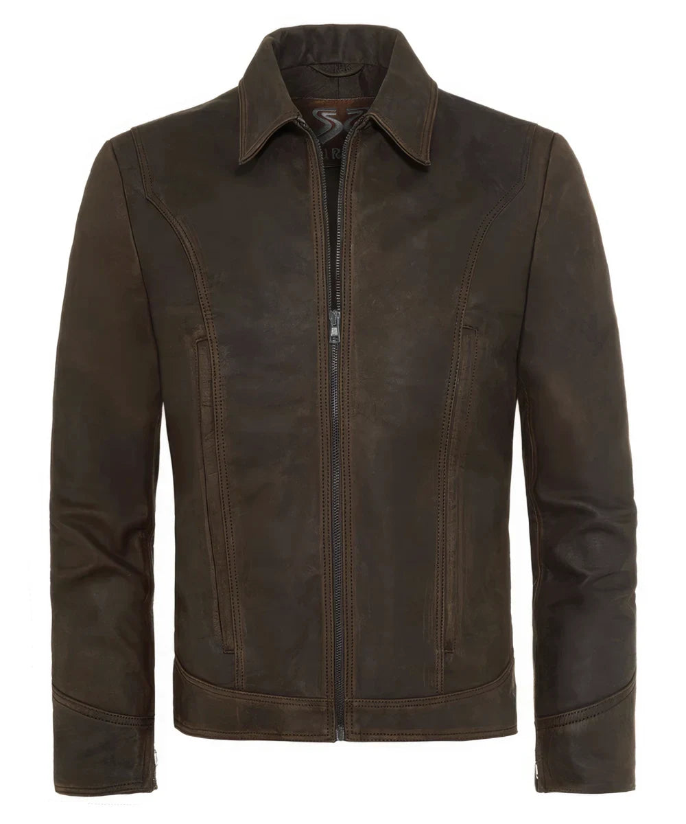 x-men wolverine men's brown leather jacket.