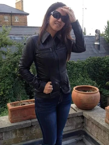 Womens black leather jacket