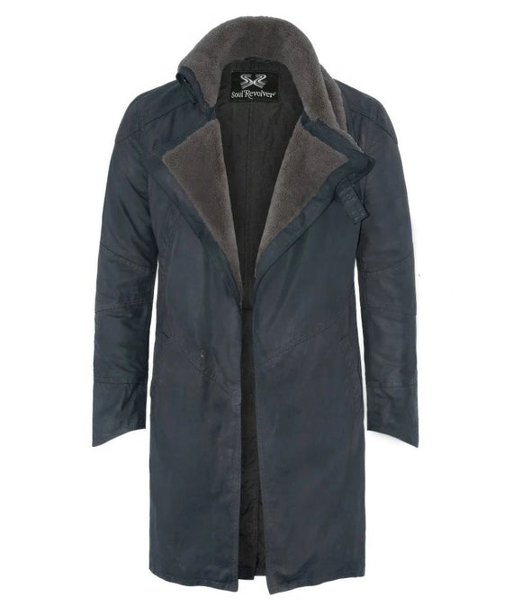 Men's Blade Runner 2049 Coat as worn by Ryan Gosling shown on invisible mannequin.