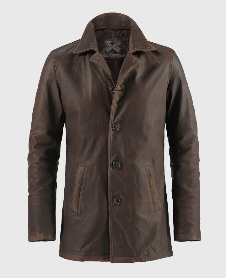Handmade Fitters Men Long Leather Coat 
